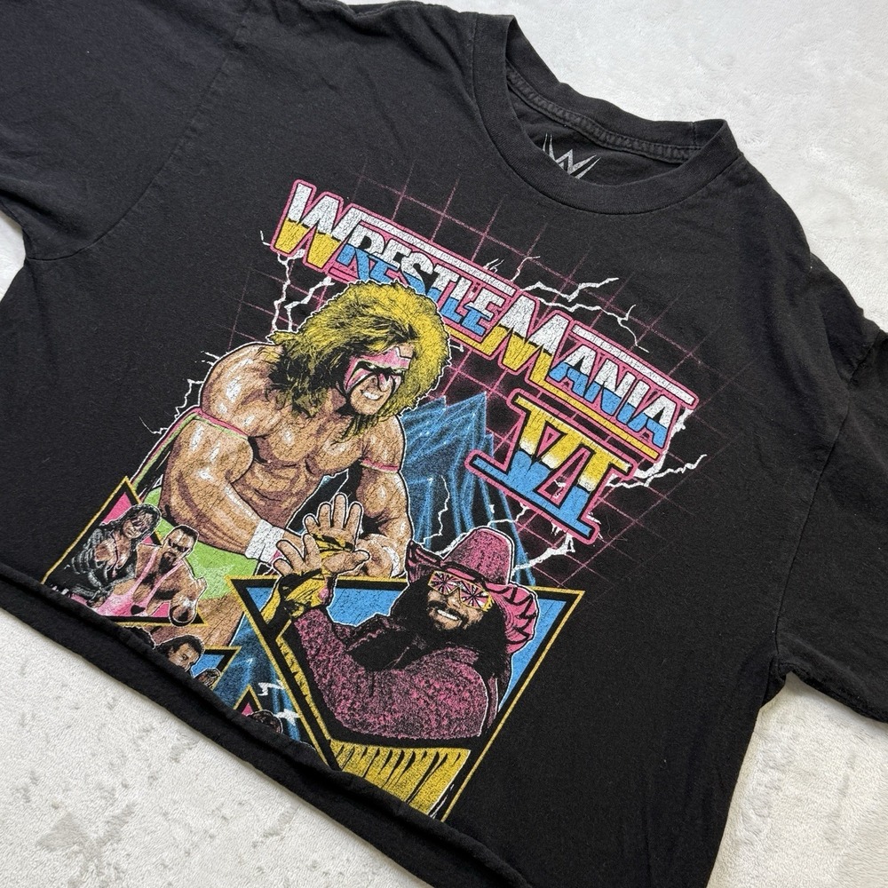 WWE WrestleMania VI Cropped T Shirt Ultimate Warrior Macho Man Retro